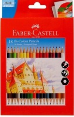 Faber Castell Bi-Colour Pencil, Pack of 18 (Assorted) With Free Sharpner