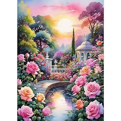 DIY 5D Colorful Flowers Diamond Art Kits, Round Full Drill Garden UCGD424