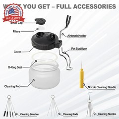 Airbrush Cleaning Kit Spray Wash Cleaning Pot Stabilizer Jar Bottles Holder with