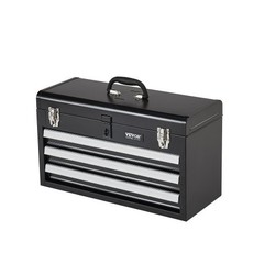 Metal Tool Box, 20.5-inch, Portable Metal Tool Box with 3 Drawers, Small Too…