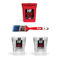 Handy Paint Pail Kit, Disposable Liners and Brush for Trim, Red