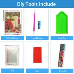 Red Rose Diamond Art Kits for Adults,Round Full Drill 5D Diamond Painting Kits f