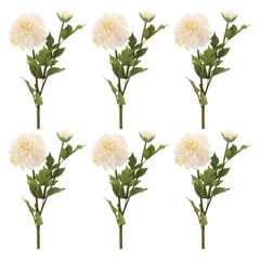 Set of Six 26″ White Ivory And Green Artificial Flowering