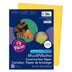 Pacon SunWorks Construction Paper, 20 Sheets, 9 in x 12 in, Yellow