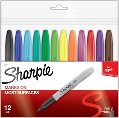Bold Fine Tip Permanent Markers, 12 Assorted Colors for Ultimate Expression