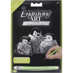 Royal Brush Silver Foil Engraving Art Mini Kit 5″X7″-Penguin Chicks (6Pk)