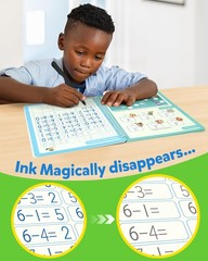 Coogam 6Pcs Magic Grooved Writing Practice for Kids, Red, Blue, Green, Yellow