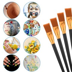 4 Pcs Acrylic Paint Brushes 1 Inch Flat Large 1 inch, Black
