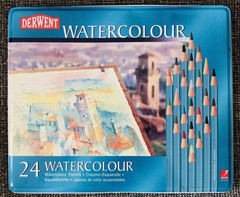 Derwent Watercolour/Color Pencils 24 Pc Set Metal Tin 32883 Drawing Art