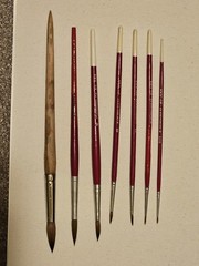 Vintage (1970-80’s) Grumbacher N.Y Series 815 Finest Red Sable Brush, Set Of 6