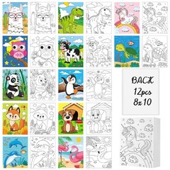 Ctosree 12 Pcs Pre Drawn Canvas for Painting for Boys Girls Pre Printed Cute …