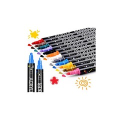 12 Colors Dual Tip Acrylic Paint Markers, Fine Tip and Dot Tip Paint Pens Acr…