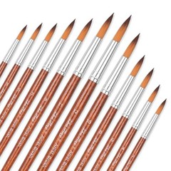 Watercolor Brushes, Round Pointed Tip Paint Brushes Set, 12 Pcs Different