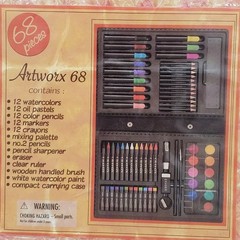 Artworx 68 Piece Kids Craft Art Kit Markers Crayons Pencils Paint NIB Sealed