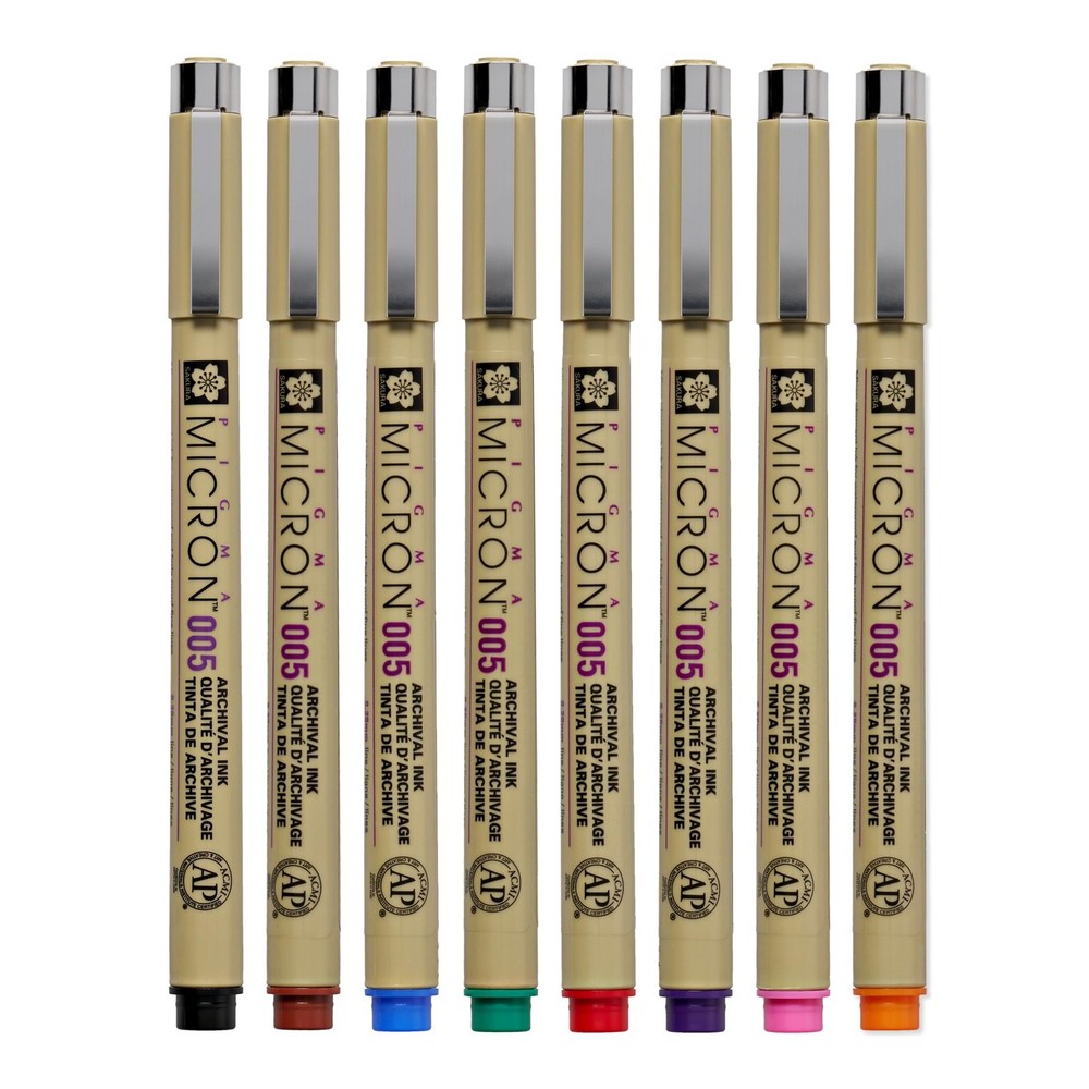 SAKURA Pigma Micron 005 8 Color Set Water Based Pigment for Illustration Hol…