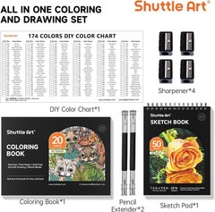 174 Colored Pencils, Soft Core Color Pencil Set for Adult Coloring Books Artist