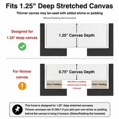 Canvas Floater Frame for Finished Canvas Art, 1.25″ Deep Floating Shadow Gap …
