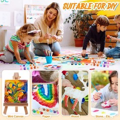 72 Mini Acrylic Paint Set for Kids & Adults – 12/8 Colors, Washable, Arts & Craf