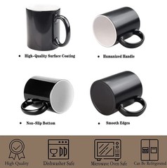 Color Changing Coffee Mugs, Sublimation Mugs Magic 11oz Black Color Changing