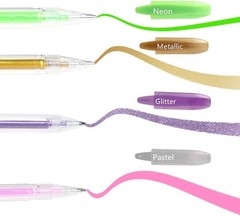 Coloured Gel pens, pens Set, Including 48 Piece Neon, Metallic