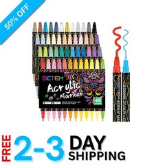 Versatile 48-Color Dual Tip Acrylic Paint Markers for Creative Expressions