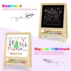 Kids Tabletop Double-Sided Wooden Art Easel – Chalkboard & Whiteboard Paintin…