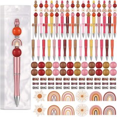 Colarr 24 Sets Plastic Beadable Pens DIY Pens Making Kit Assorted Wood Beads Cry