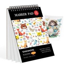 Marker Pad Sketch Book – 100 Sheets Drawing Pad Mixed Media Paper 130GSM Blee…