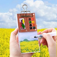 Pocket Artist Watercolor Travel Set, with 1 Walnut Wood Portable Palette 8 Gr…