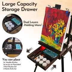 70” French Easel with Aluminum Legs, Folding Sketch Painting Easel with Drawer,