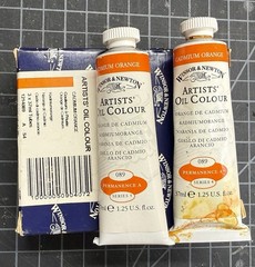Two Winsor & Newton Cadmium Orange 089 Series 4 Oil Paint 37ml Tube NOS Damage
