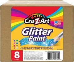 Washable Glitter Paint Bulk Pack 8ct, Assorted Colors 4oz each bottle