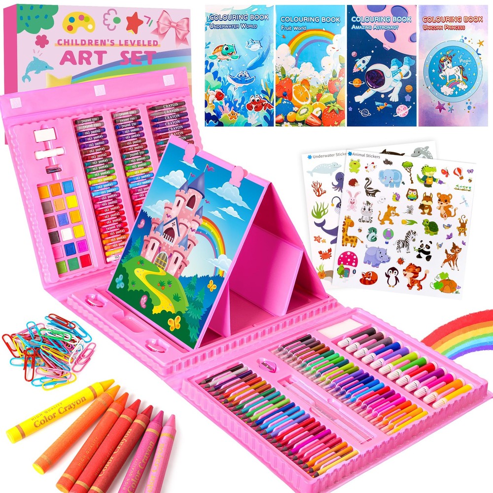 Art Supplies 332 Piece Drawing Kit Gifts for Girls Letter, Small, Pink