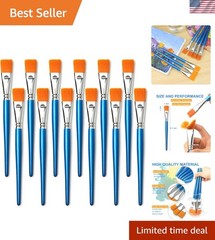 Comfortable Grip 1 Inch Paint Brush Set – 12 Synthetic Brushes for Every Artist