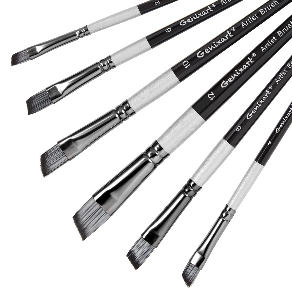 Angular Paint Brushes Set, 6 Pcs Angled Paintbrushes for Angle – 6 Pcs, Black