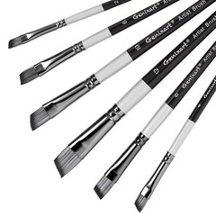 Angular Paint Brushes Set, 6 Pcs Angled Paintbrushes for Angle – 6 Pcs, Black