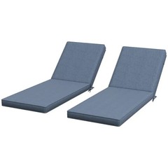 Patio Chaise Lounge Chair Cushions Blue Comfortable with Backrests Ties