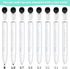 Fineliner Pens Set – 8 Sizes of Ultra-Fine, Fine, Brush Tips for Artists