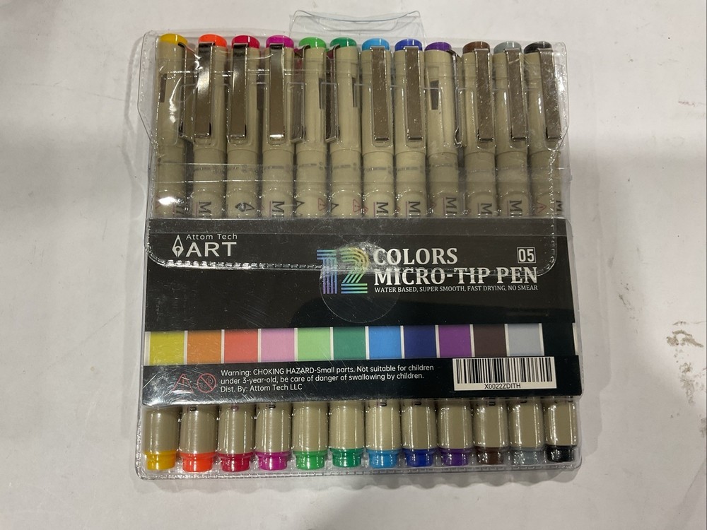 [12 Colors] 05 Micro, Fineliner Pen Set Ink, Fine Point Pen,Multi-Liner, Sketch