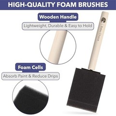 Foam Paint Brushes 2 Inch 16 Pack Wooden Handle for Painting Staining Varnishing