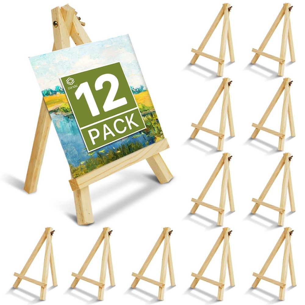 12 Pack 9 Inch Mini Wooden Display Easels, A-Shaped Mini Easel Stand for Smal…
