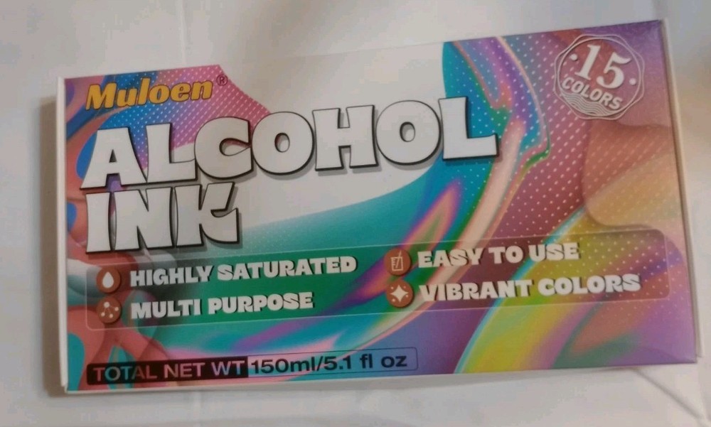 Alcohol Ink Set – 15 Vibrant, Highly Saturated, Multi-Purpose, Permanent Colors