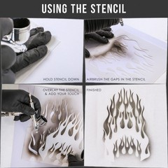 Custom Shop Airbrush Flame Licks Stencil Set 3 Laser Cut Reusable Fire Templates