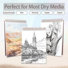9″ x 12″ Top Spiral Sketch Pad – 100 Sheets 68lb/100gsm Drawing Paper, 2 Pack