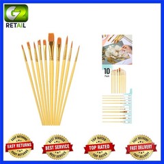 Gold-Plated Ferrule 10-Piece Artist Brushes for Perfect Detailing & Strokes