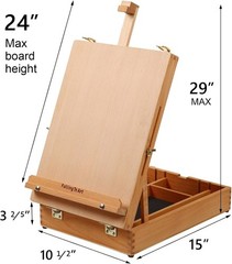 Sturdy Natural Beech Tabletop Easel: Non-Slip, Easy Transport, Ideal for Art
