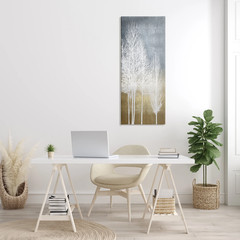 Industries Tall Tree Line Bare White Trees over Abstract Pattern, 20 X 48, Desig