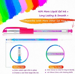 Soucolor Gel Pens for Adult Coloring Books, Deluxe 120 Pack-60 120, Black