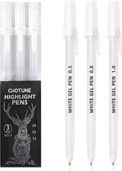 White Gel Pen Set with 3 Tip Sizes Fine 0.5mm Medium 0.8mm Bold 1.0mm for