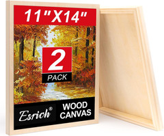 ESRICH 11X14 Inch Wood Panels for Painting, 2 Pack Craft Wood Canvas Boards, Bla